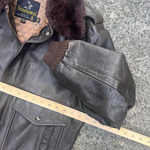 Startowne Leather Jacket Men’s Medium Black Biker Moto Vintage Y2K Style - Picture 3 of 4